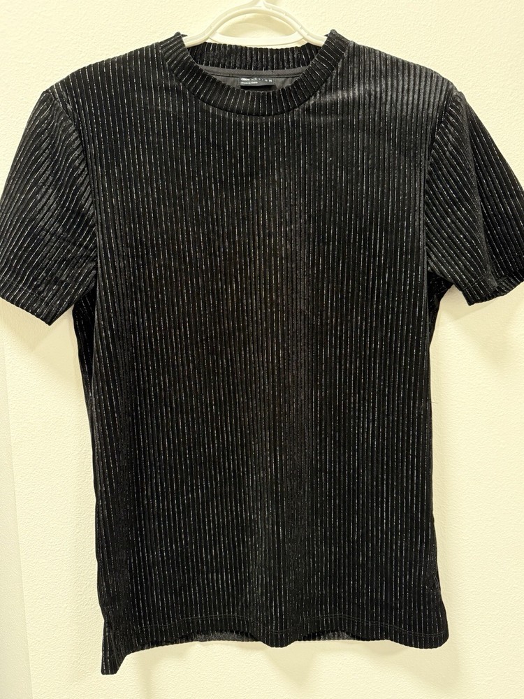 ASOS Design Women's Rib Knit Mock  Turtle Neck Shimmer Black