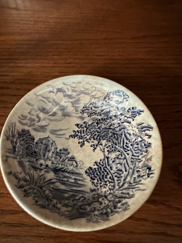 Enoch Wedgwood Tunstall Countryside Bread Dessert Plate England Blue & White