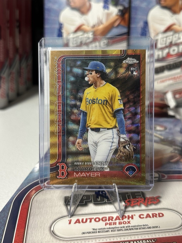 2025 Topps Chrome Update Marcelo Mayer Gold Wave Refractor 19/50 Rookie Debut