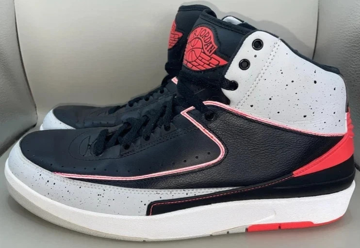 2014 Jordan 2 Retro Infrared 23 Mens 9.5 Black Red Cement 385475-023 Basketball