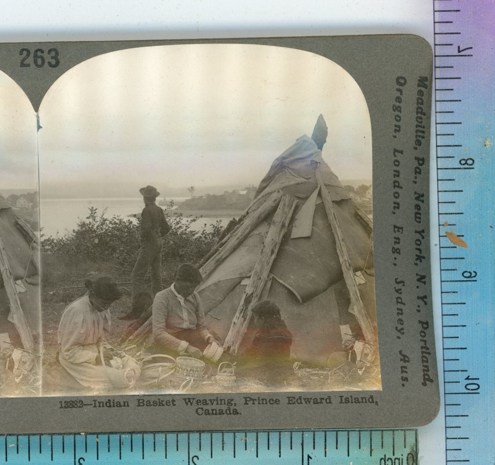Indian Basket Weaving Prince Edward Island Canada Keystone Stereoview