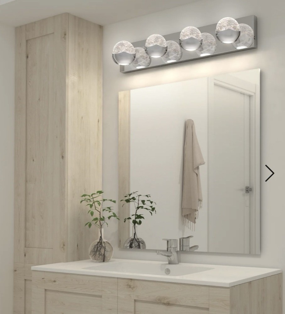 Artika Oracle 27 in. 4-Light CCT LED Chrome Bathroom Vanity Light w/Bubble Glass
