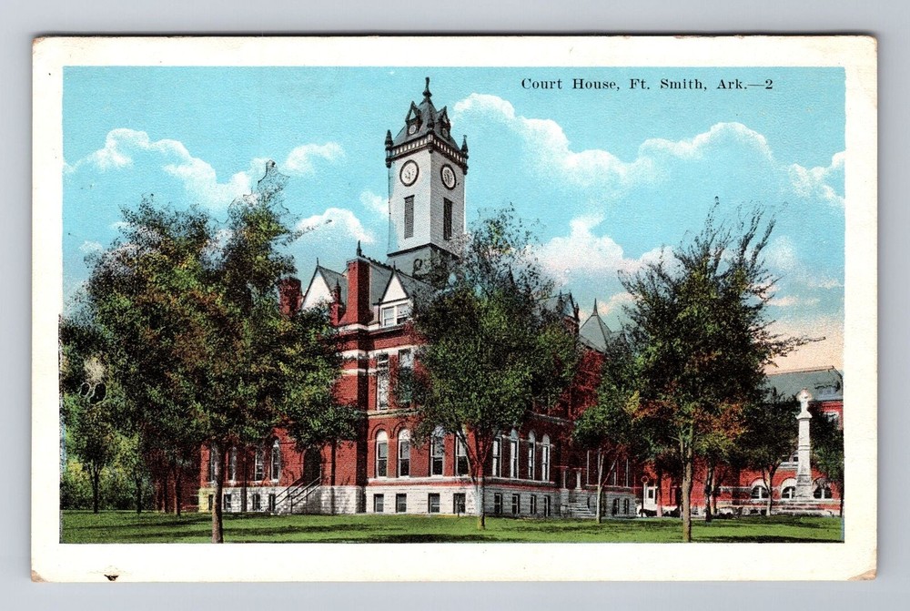Fort Smith AR-Arkansas, Court House Clock Tower, Antique Vintage Postcard