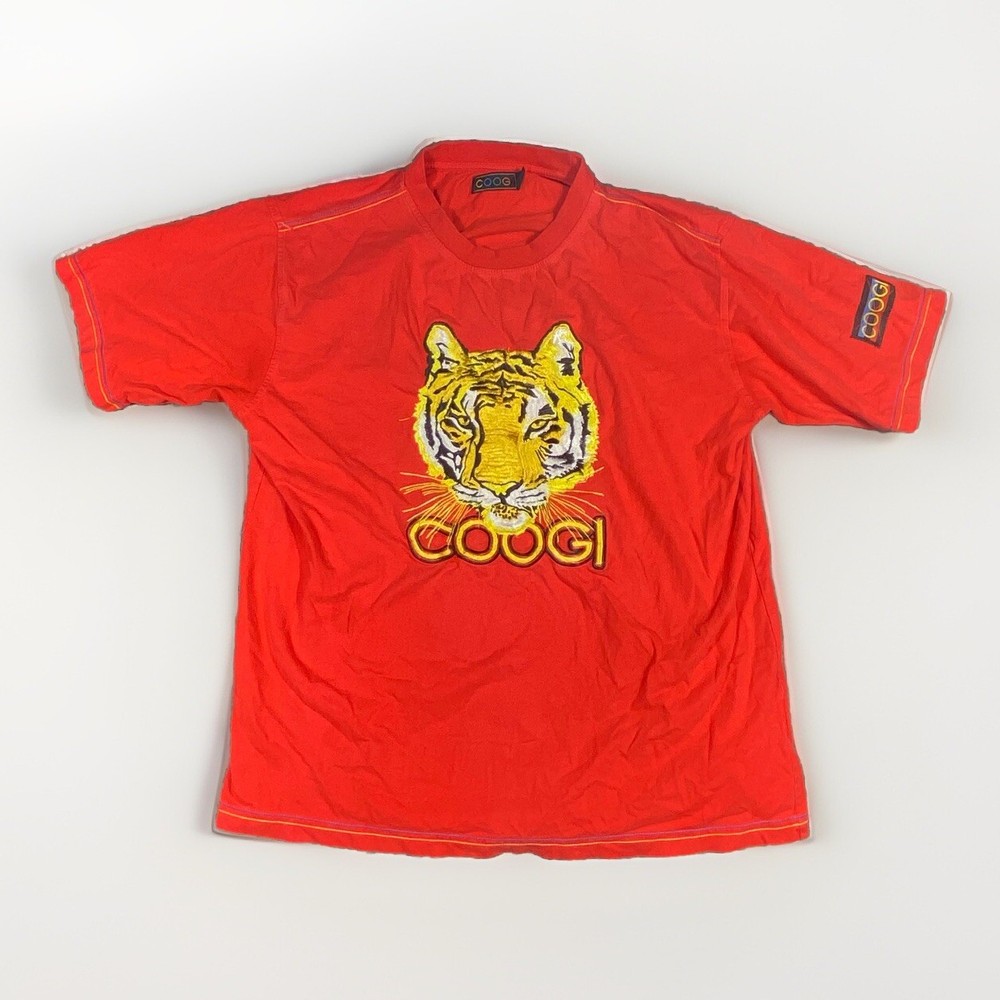 Coogi Shirt Mens 3XL Red  Tiger Embroidered Short Sleeve Vintage Y2K Streetwear