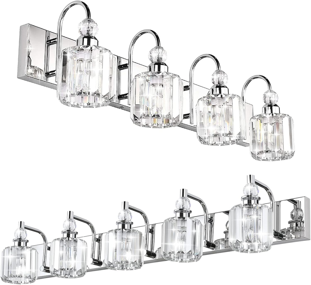 Modern Crystal Vanity Light for Bathroom Crystal Chrome Bathroom Wall Light Fixt