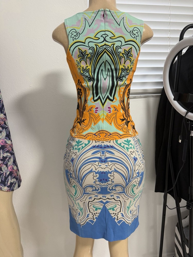 Etro Sleeveless Silk Blend Dress – Multicolor Geometric & Floral Print