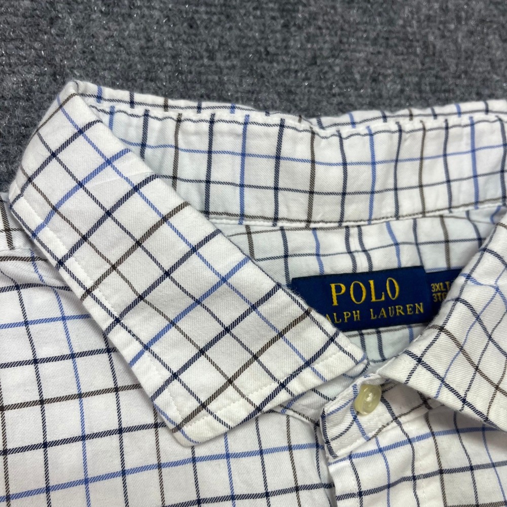 Polo Ralph Lauren Mens 3XLT Tall Button Down Shirt White Blue Check Windowpane