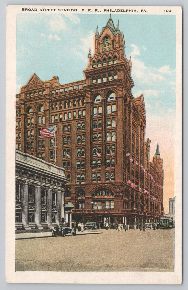 Broad Street Station, PA Railroad. Philadelphia PA Pennsylvania Postcard