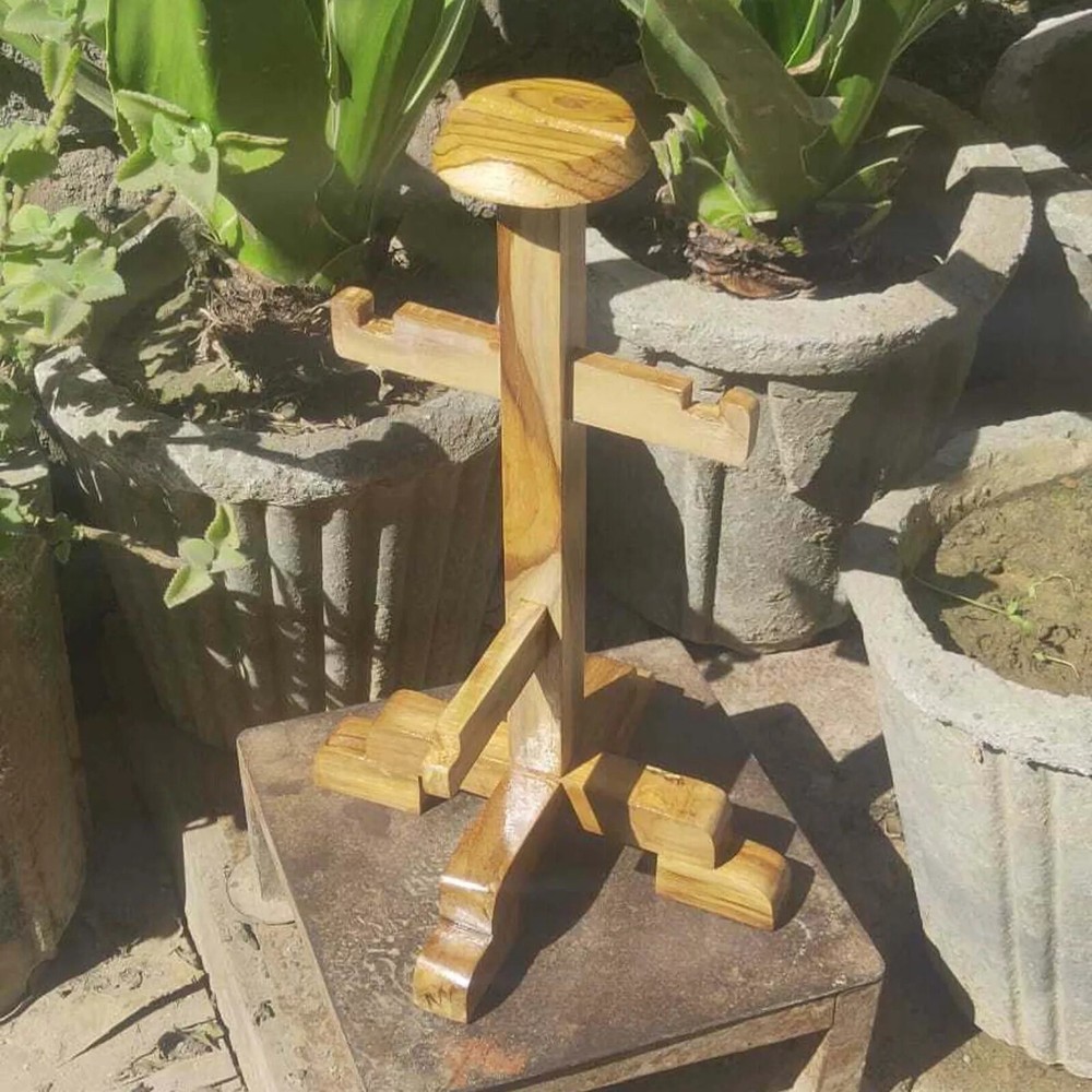 Kabuto Wooden Stand for Samurai Helmet Edo Period Armor Display