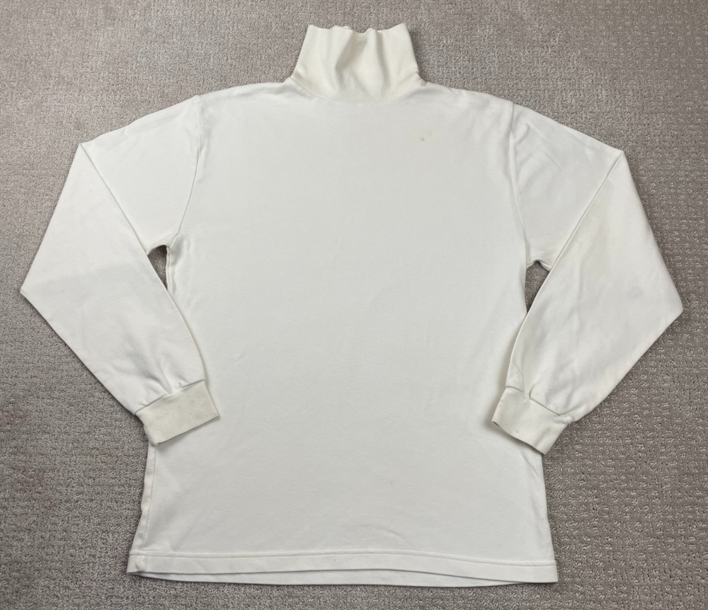 Vintage 90s Eddie Bauer Shirt Mens Large White Long Sleeve Mock Neck Classic