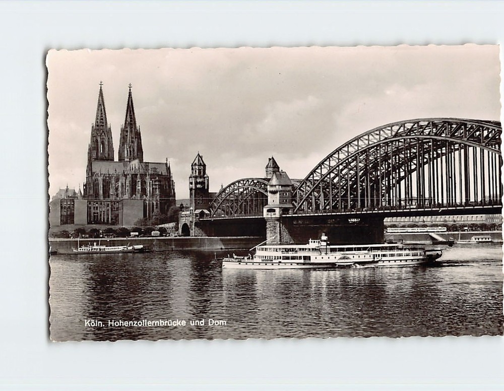 Postcard Hohenzollernbrücke und Dom Cologne Germany