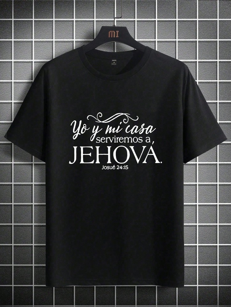 Men's Summer Casual Short Sleeve T-Shirt With Slogan Print And Round Neck