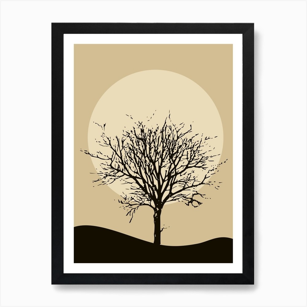 Silhouette Tree 1 Framed Art Print Canvas Wall Decor Picture