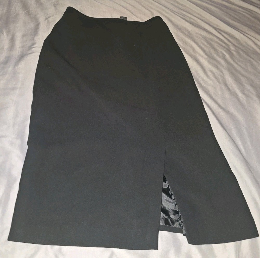 Westbound Vintage Black Velvet Midi Pencil Skirt Slit Petites Size 8 Classic