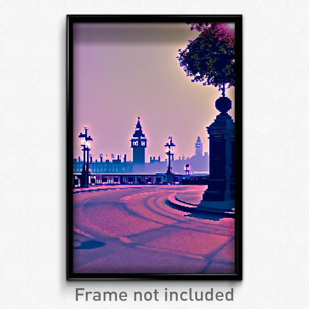 Pixel Art Poster - Circular London (8 Bit Psychedelic Trippy Video Game Print)