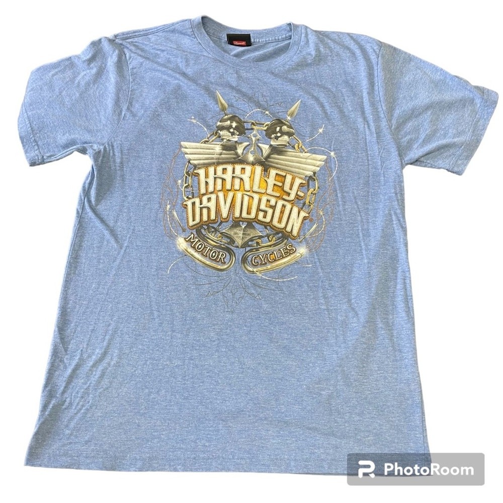 Harley Davidson Blue TShirt Rt 66 Tulsa Oklahoma Large 2014 Motorcycle