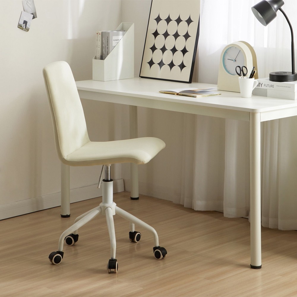 Adjustable Rolling Linen Swivel Chair for Home Office or Computer Desk