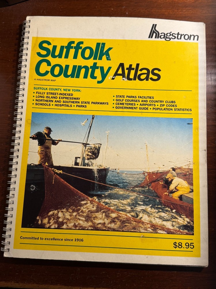 Suffolk County Atlas 14th Edition 1983 Hagstrom Map Vtg New York Long Island Map