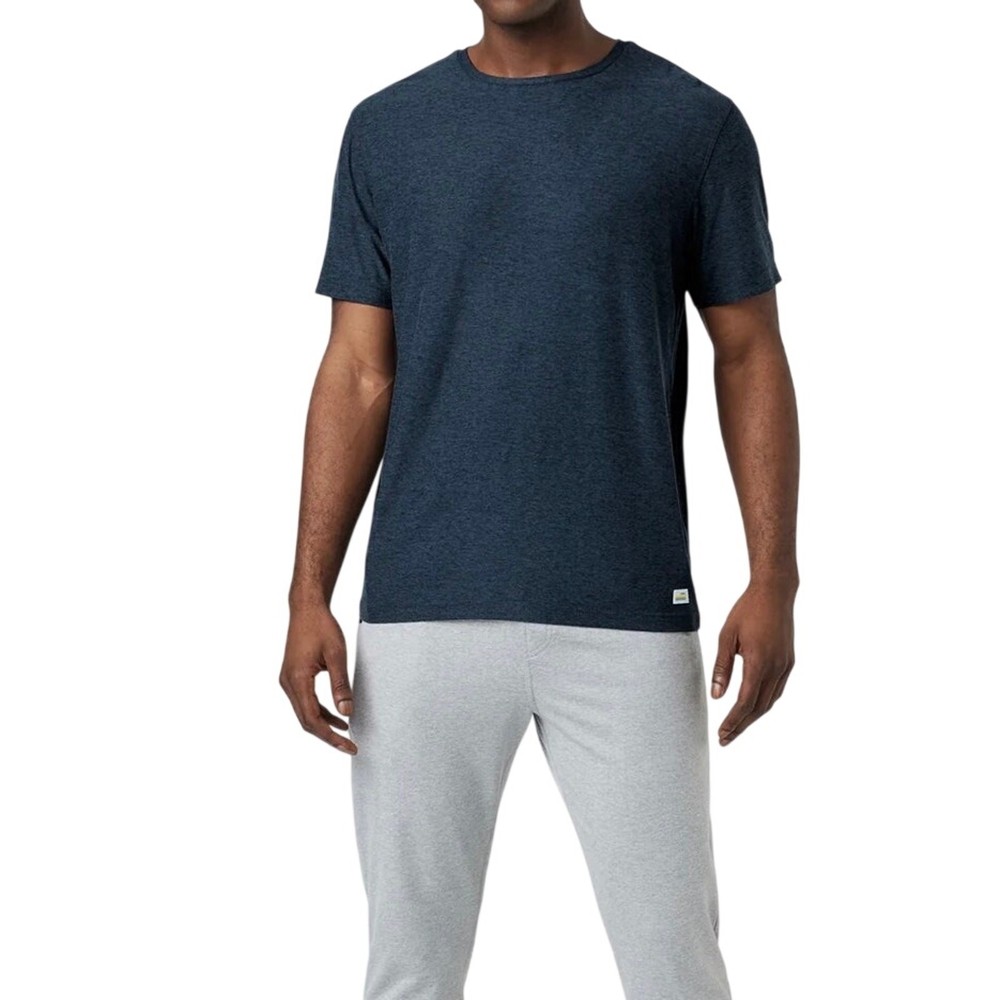 Men’s S Vuori Strato Tech Tee Shirt Heathered Blue Performance Soft Athleisure