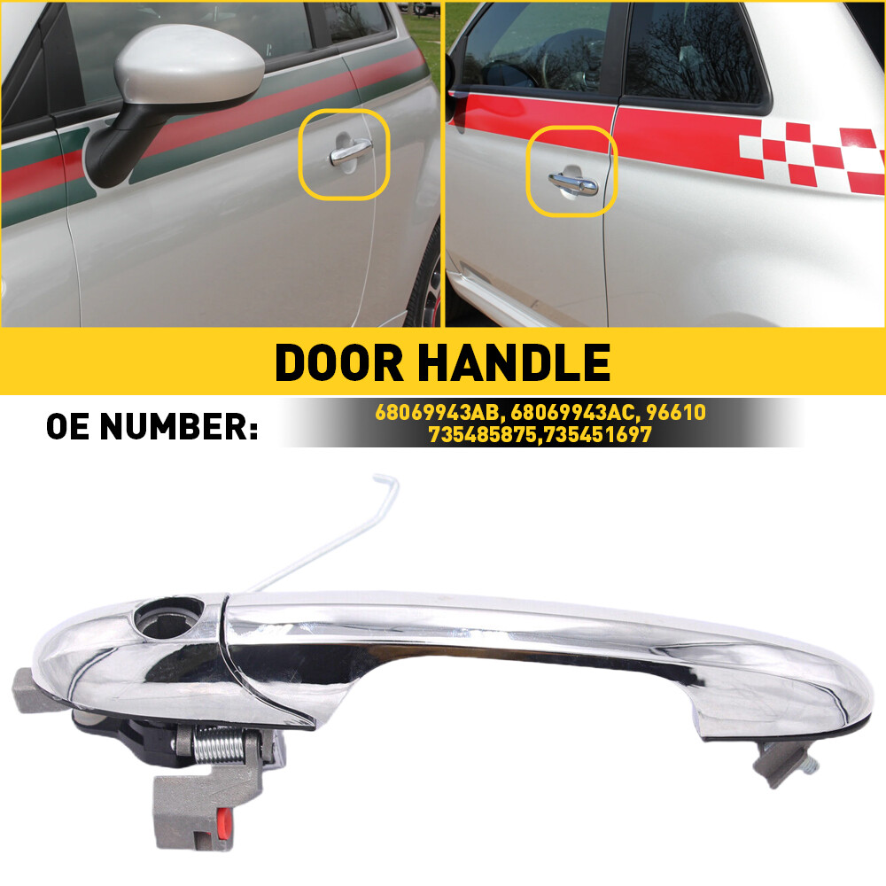 68069943AC Front Exterior Outside Chrome Door Handle LH Driver Side for Fiat 500