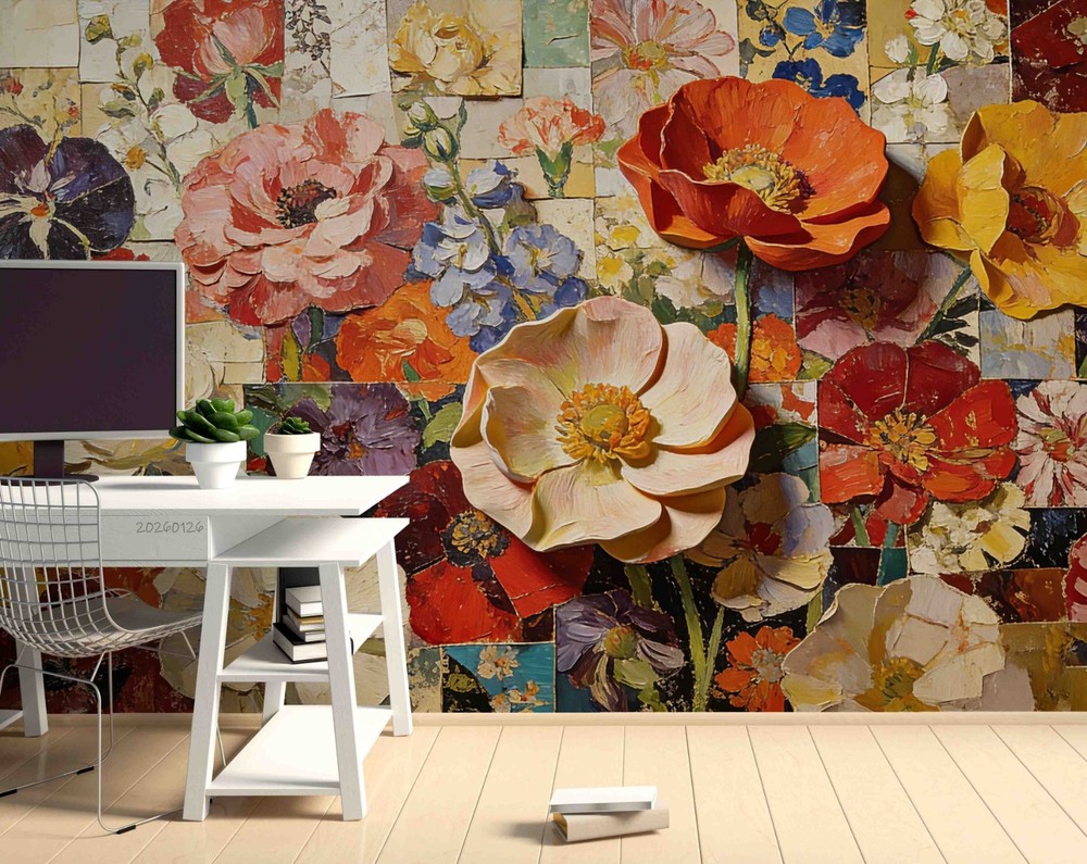 3D AI Plants Flowers Oil Painting Wall Murals Wallpaper Murals Wall Sticker 7