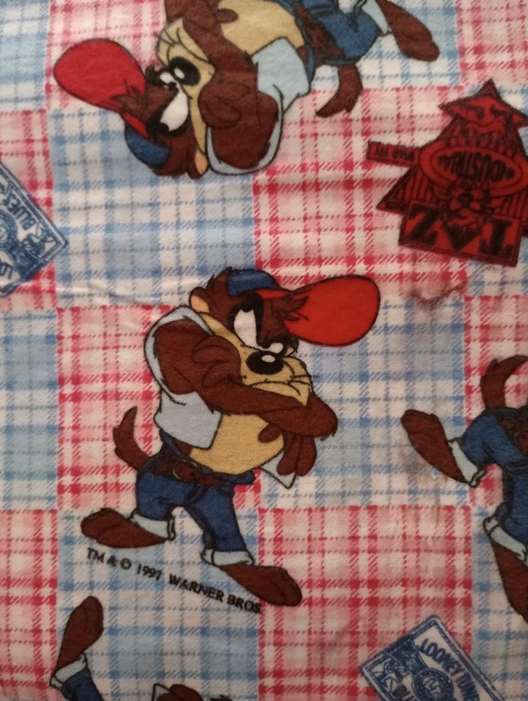 looney tunes cool taz  fun fabric character flannel 11 x 10 inch new