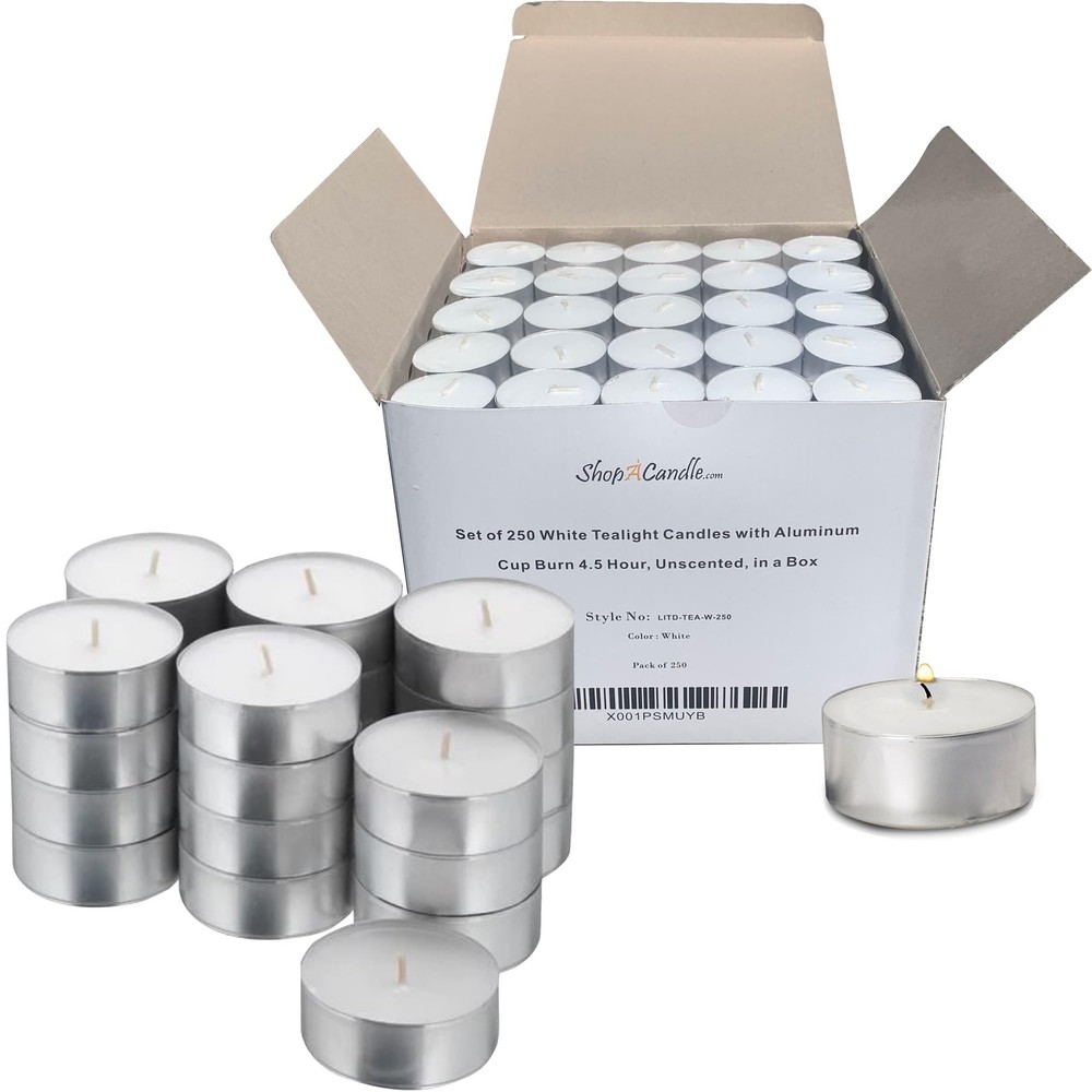 Long-Burning Unscented Tea Light Candles in Metal Cups - 4.5 Hour Burn Time