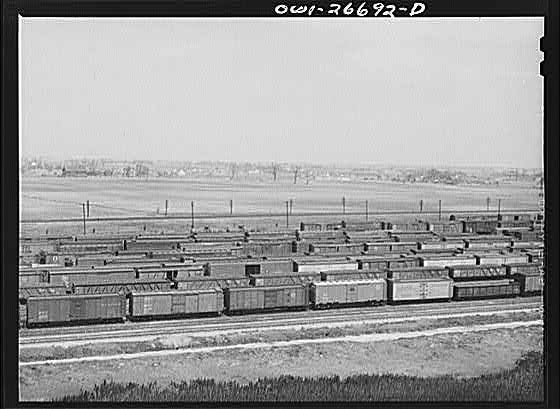 Photo:Bensenville Illinois 1940s Rail Yard Freight Trains General View