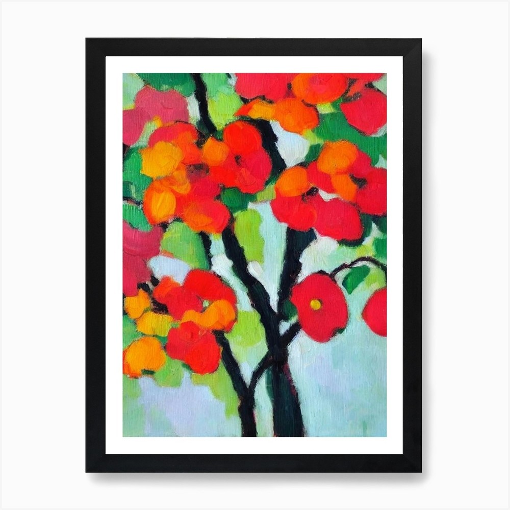 Abstract Dogwood Tree Color Block Framed Wall Art Canvas Print