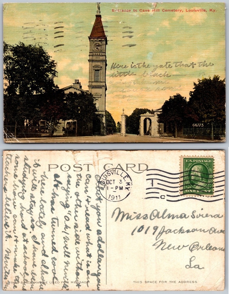 Cave Hill Cemetery Entrance Louisville Kentucky Tower Gate Postcard