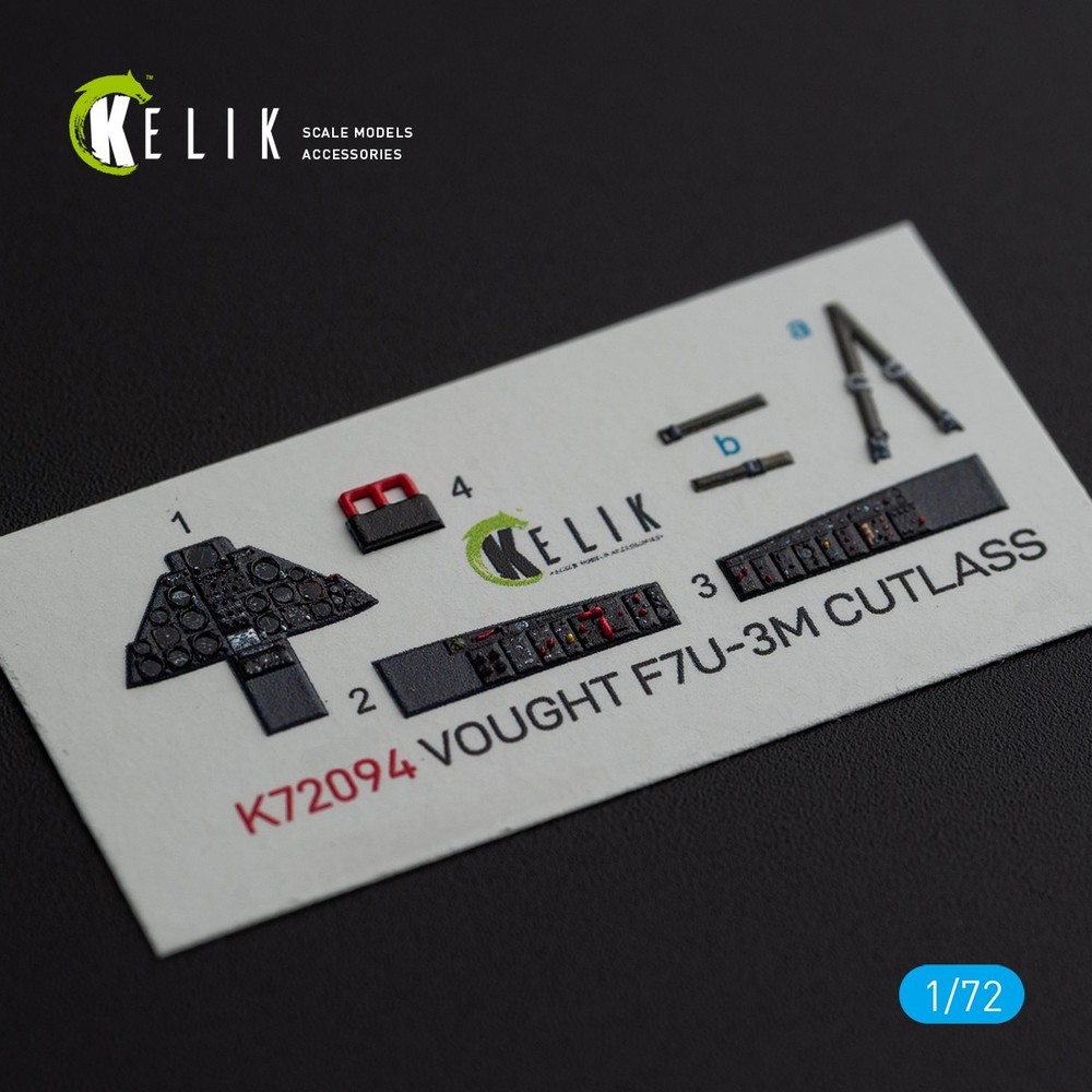 KeliK Vought F7U-3M Cutlass Cockpit 3D Interior Decals for Fujimi 1/72 K72094