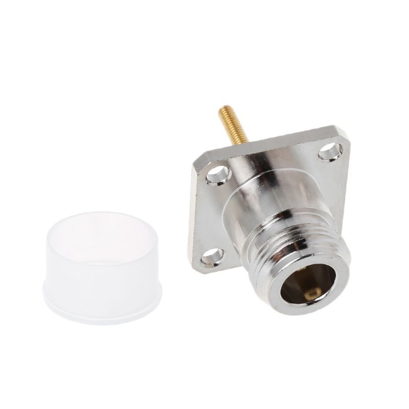 Brass RF Female Chassis Mount Jack Connector With 4 Hole Flange Long N Type