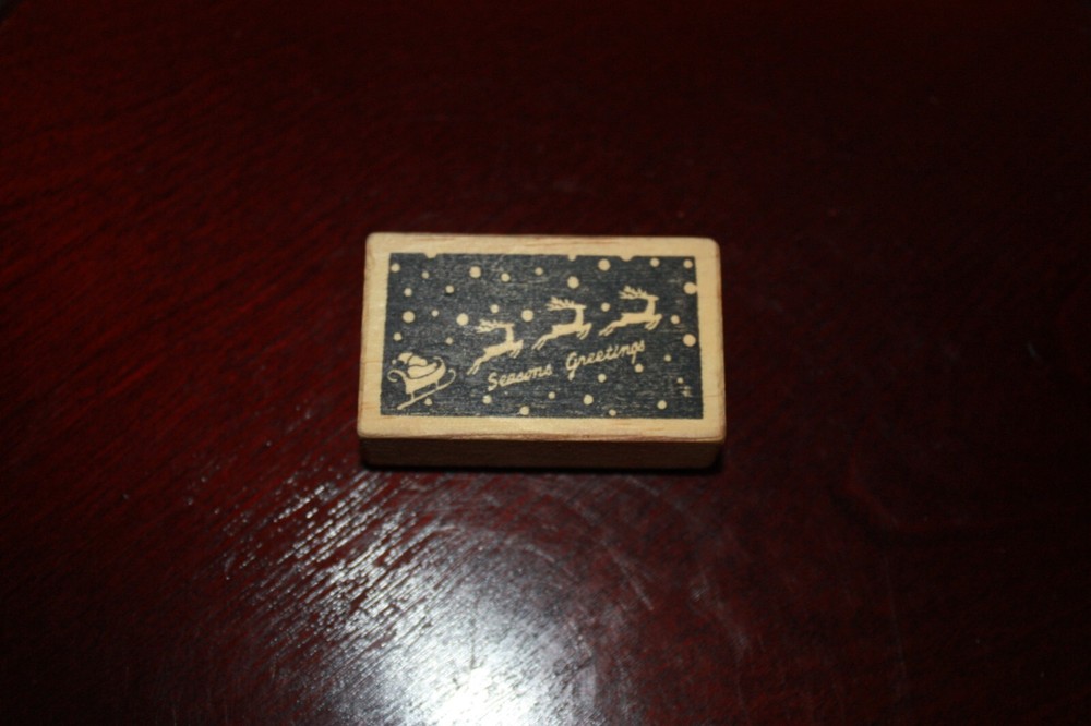 ABRACADABRA STAMP  CO.~SEASONS GREETINGS~WOOD MOUNTED RUBBER STAMP ~CHRISTMAS-image