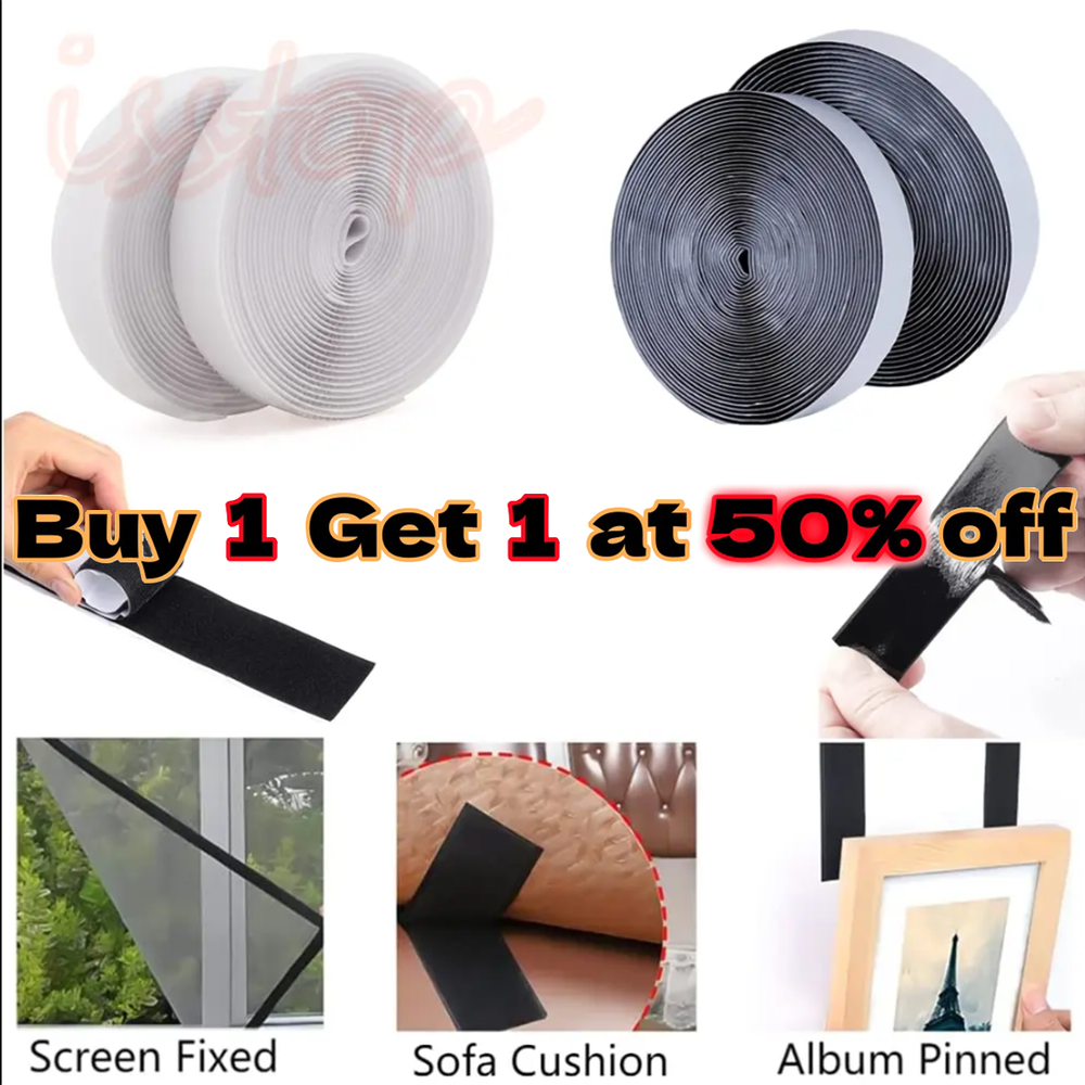 16.4FT Self Adhesive Stick Tape Hook & Loop Sticky Back Strips Fastener Roll US