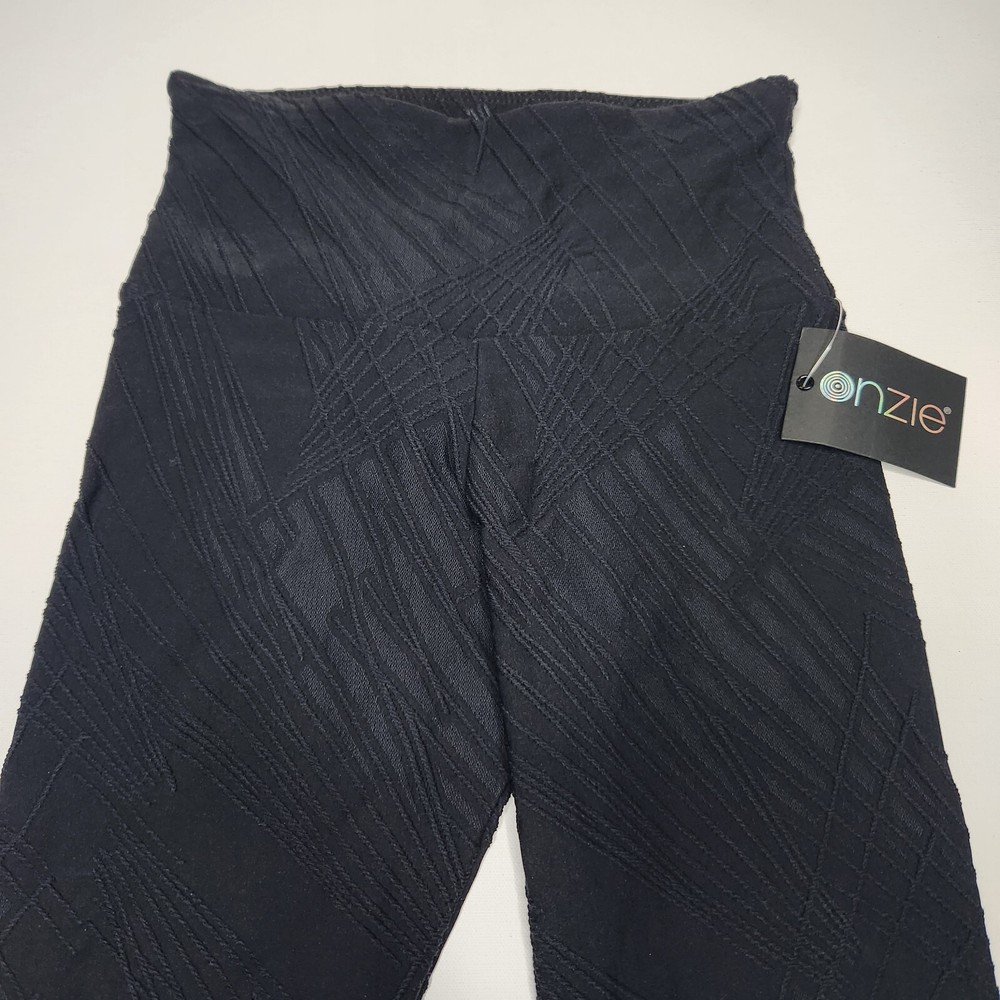 NWT Onzie Selenite Black 7/8 Midi Yoga Leggings XS/S Mesh Jacquard Athleisure