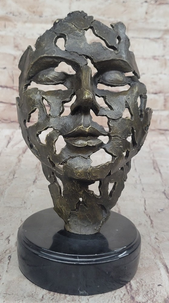 Hot Cast Bronze Statue Salvador Dali Woman with Face Mask Abstract Art Figurine-image