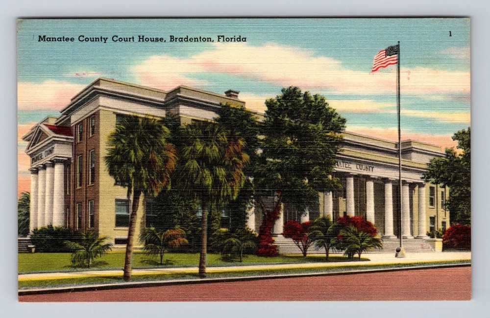 Bradenton FL-Florida, Manatee County Court House, Vintage Postcard