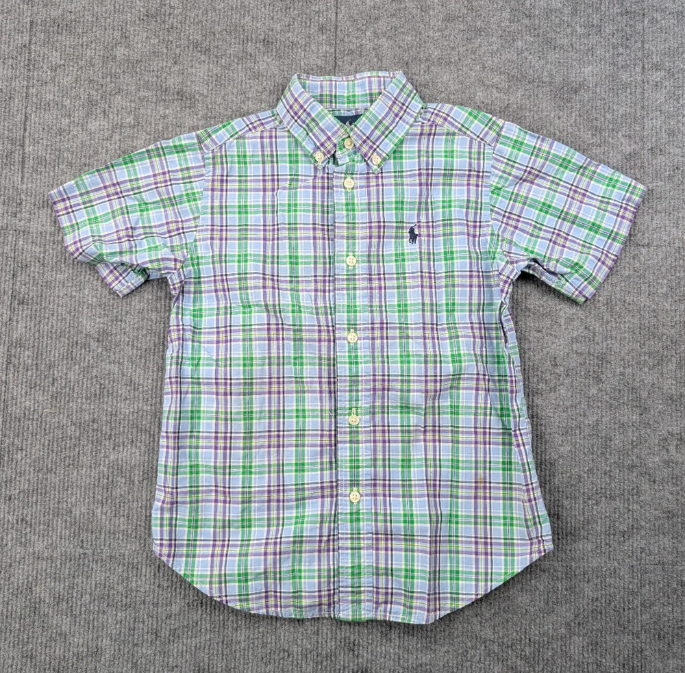 Polo Ralph Lauren Button Down Shirt Kid Boys 5 Preppy Plaid Timeless Event Blue