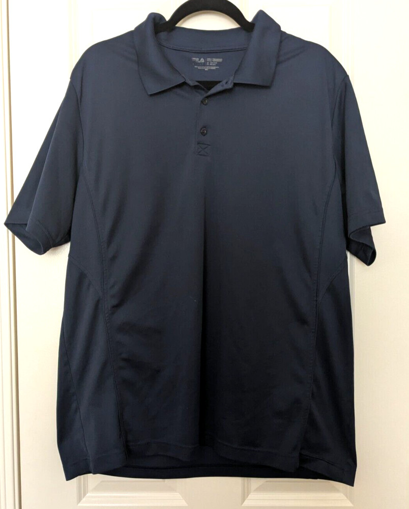 Fila Sport Men’s Size XL Golf Polo Shirt Performance Navy Blue Short Sleeve Logo