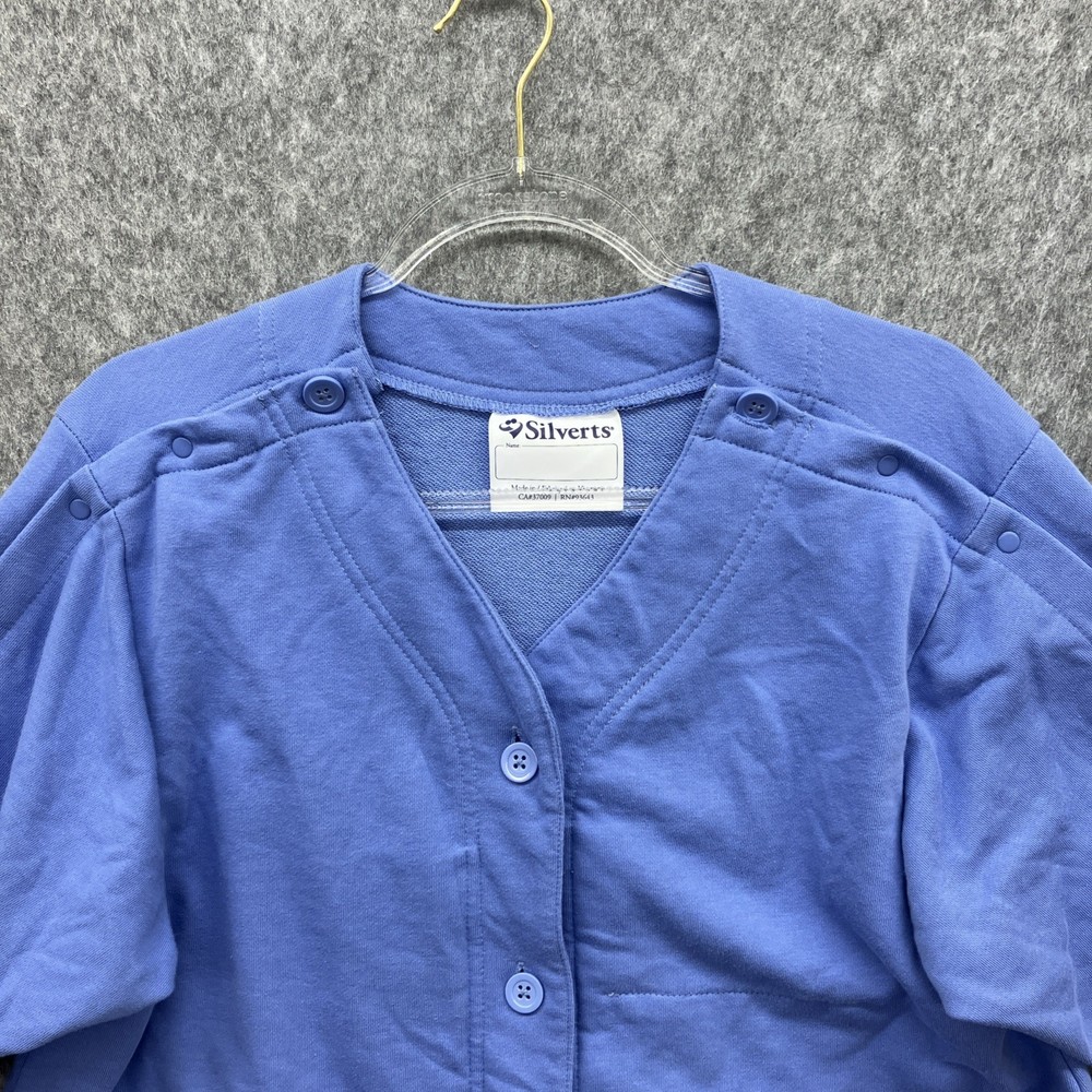 Silverts Post Surgical Recovery Shirt Jacket Womens M Blue French Terry SV2424
