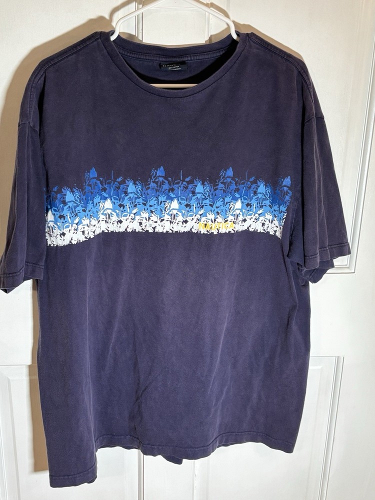 Vintage Nautica Tropical Print Men’s Tshirt 2XL Rare