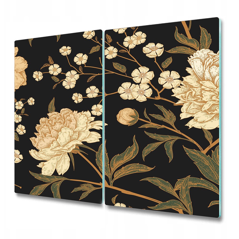 Serving Chopping Serving Board Glass Cover White peony white and brown 2x30x52