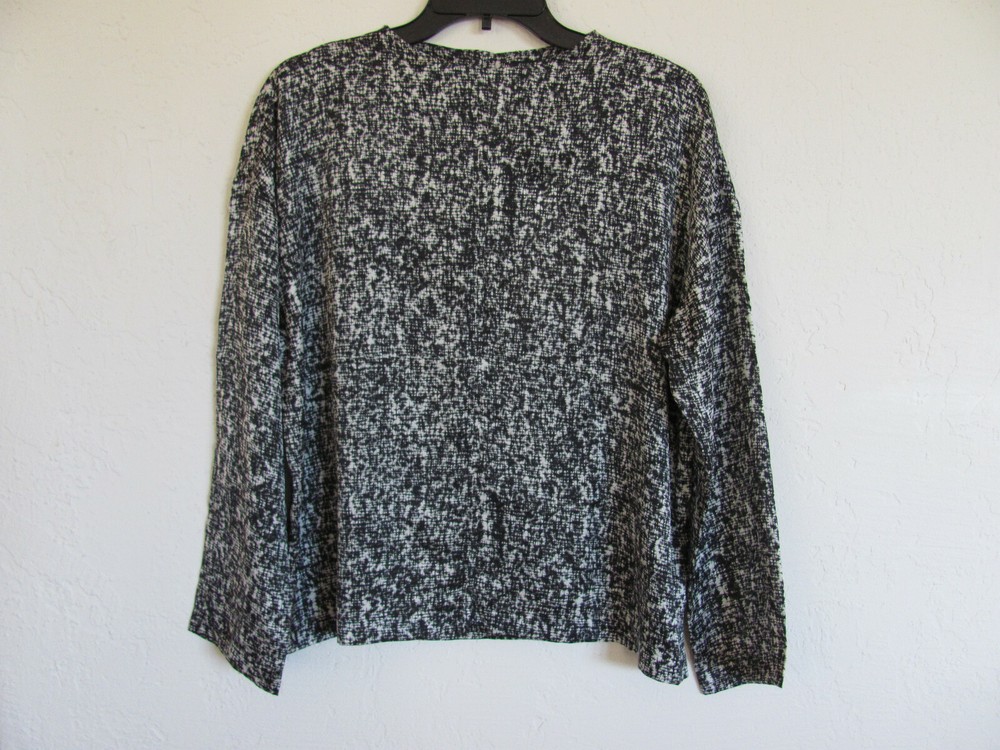 Eileen Fisher Black & Ivory Abstract Silk Cotton Box Top XS NWT $198