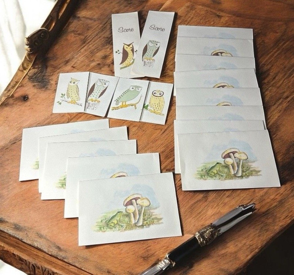 Notecards Misc Lot (19) Crafts Scrapbooking Vtg ephemera Cards Mushroom Frog Owl