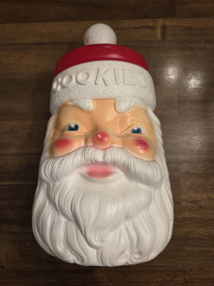 VTG 1970's Empire Carolina Christmas Santa Claus Blow Mold Plastic Cookie Jar
