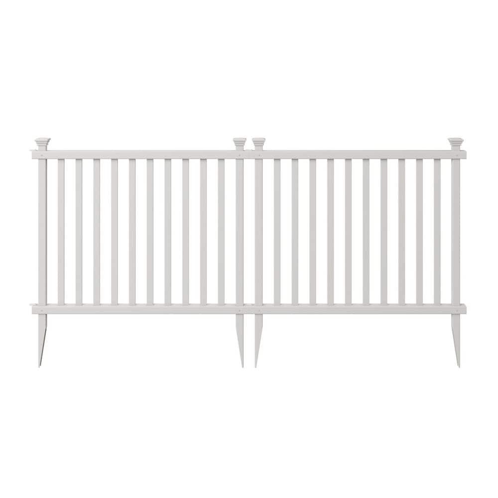 Baskenridge 3x3.5 ft No-Dig Vinyl Picket Fence Panel Kit 2-Pack