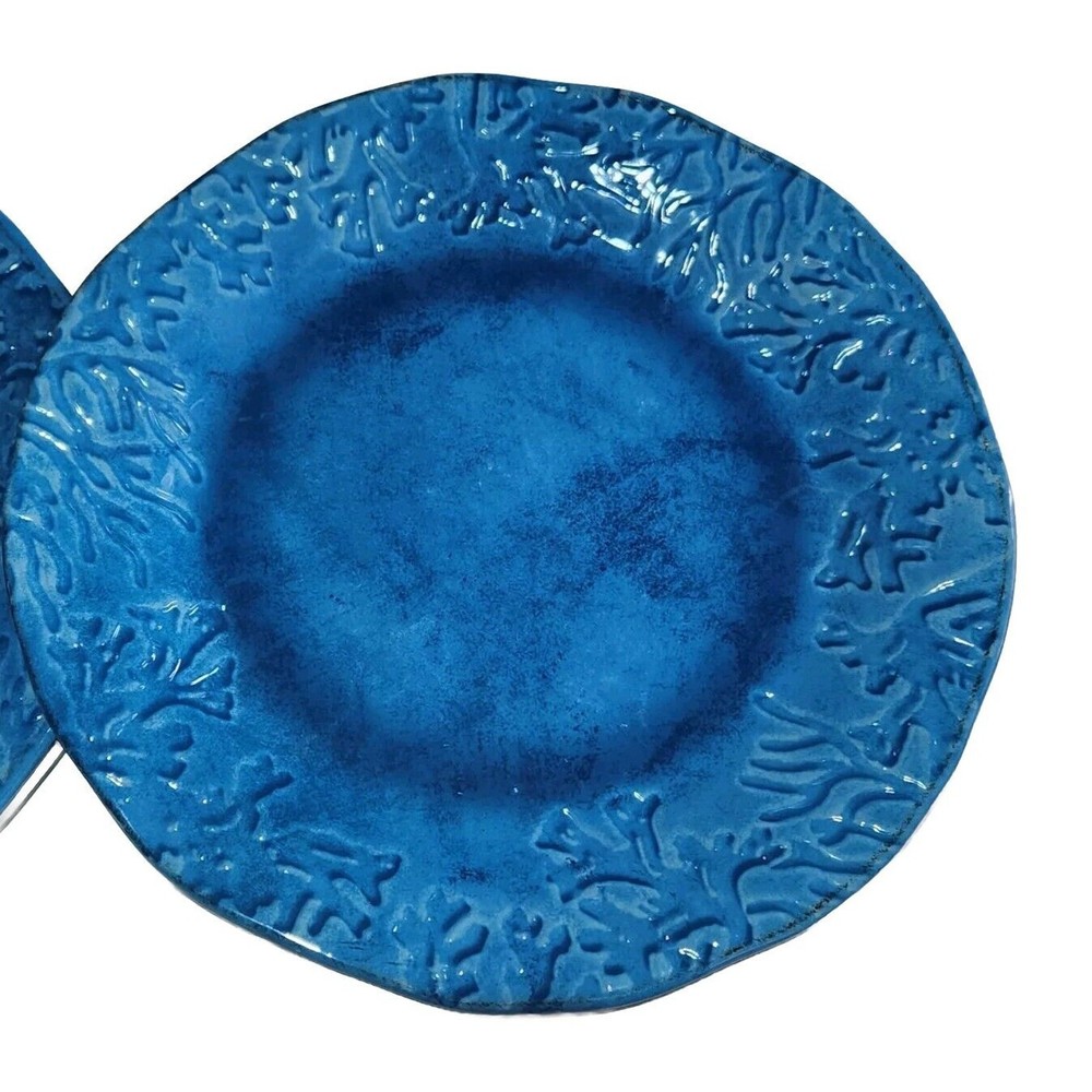 Pier 1 Melamine Blue Coral Textured Dinner Plate 11