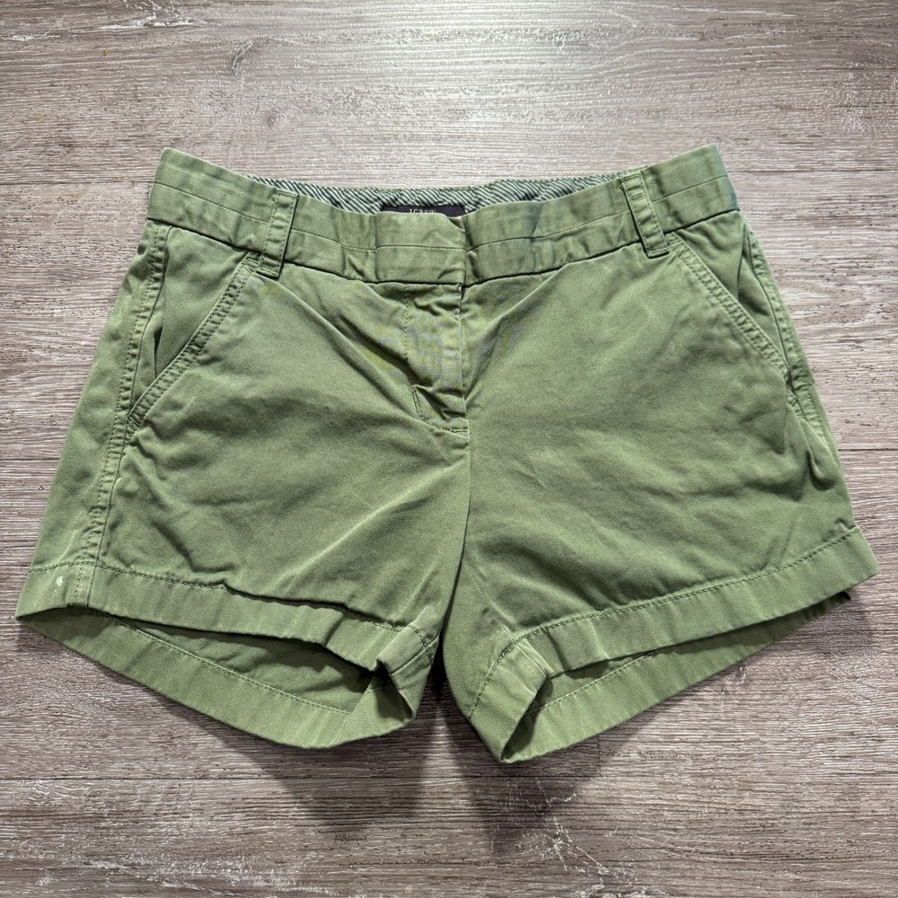 J Crew Shorts Womens 0 Green Cotton Chino Low Rise City Fit Short 3
