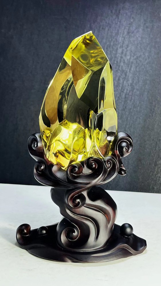 1.9LB Natural Citrine Quartz Crystals Polished Mineral Specimen for Reiki Healing with Display Stand