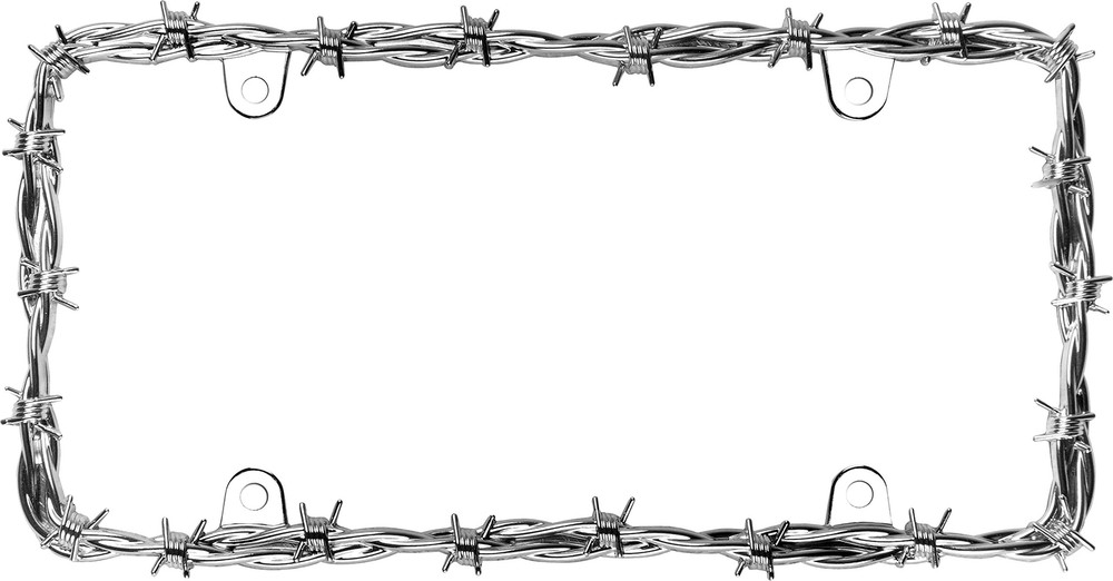 22230 Barbed Wire II License Plate Frame, Chrome, 1 Frame